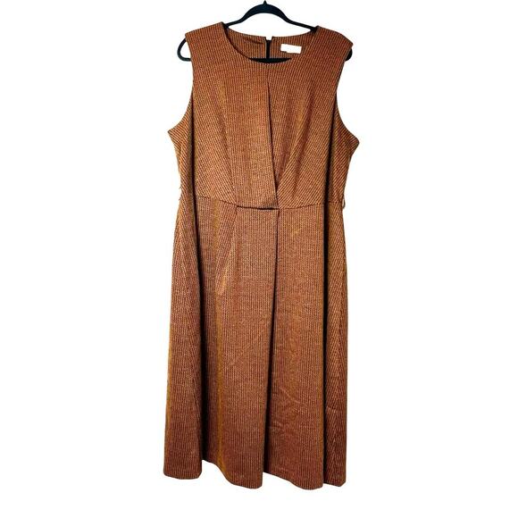 Calvin Klein Herringbone Knit Belted Midi Dress Size 16W NWOT - Picture 5 of 12